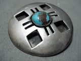 Amazing Vintage Native American Navajo Bisbee Turquoise Sterling Silver Pin/pendant Old-Nativo Arts