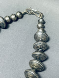210 Gram Vintage Native American Navajo Hand Tooled Coin Silver Necklace-Nativo Arts