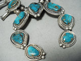 Women's Vintage Native American Navajo Turquoise Sterling Silver Squash Blossom Necklace-Nativo Arts