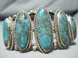 George Begay Vintage Native American Navajo Morenci Turquoise Sterling Silver Bracelet-Nativo Arts