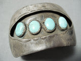 For Small Wrist Vintage Native American Navajo Turquoise Sterling Silver Bracelet-Nativo Arts