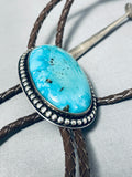 Exceptional Vintage Native American Navajo Kingman Turquoise Sterling Silver Bolo-Nativo Arts