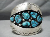 Magnificent Vintage Native American Navajo Morenci Turquoise Sterling Silver Bracelet-Nativo Arts