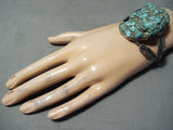 Protruding Vintage Native American Navajo Spiderweb Turquoise Sterling Silver Bracelet Old-Nativo Arts