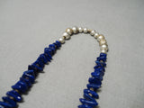 Superior Vintage Native American Navajo Sterling Silver Tubule Lapis Necklace Old-Nativo Arts