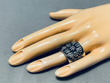 One Of The Most Uniquely Design All Silver Sterling Native American Navajo Ring-Nativo Arts