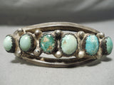 Very Early Vintage Native American Navajo Cerrillos Turquoise Sterling Silver Bracelet Old-Nativo Arts