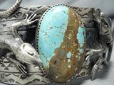 Huge San Felipe Native American 8 Turquoise Sterling Silver Gecko Bracelet-Nativo Arts