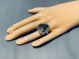 Unique Del Secatero Native American Navajo Bisbee Turquoise Sterling Silver Ring-Nativo Arts