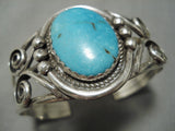 Superior Vintage Native American Navajo Carico Lake Turquoise Sterling Silver Bracelet Old-Nativo Arts