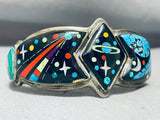 One Of The Most Detailed Outer Space Inlay Sterling Silver Bracelet-Nativo Arts