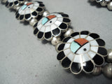 Native American Women's Vintage Navajo Turquoise Sterling Silver Squash Blossom Necklace-Nativo Arts