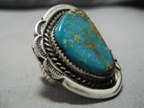 Magnificent Vintage Native American Navajo Dynamic Royston Turquoise Sterling Silver Ring-Nativo Arts