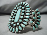Exquisite Vintage Native American Navajo 50 Turquoise Stone Sterling Silver Bracelet Cuff-Nativo Arts