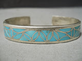 Rare Vintage Zuni Os Nacteva Turquoise Sterling Silver Native American Bracelet-Nativo Arts