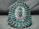 Important Best Vintage Native American Navajo Green Turquoise Sterling Silver Bracelet-Nativo Arts