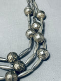 Opulent Hand Hammered Sterling Silver Vintage Native American Navajo Necklace-Nativo Arts