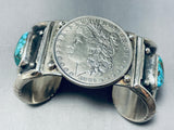 Native American Breathtaking Vintage Old Kingman Turquoise Sterling Silver Dollar Bracelet-Nativo Arts