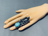 Signed San Felipe Old Kingman Turquoise Sterling Silver Scorpion Ring-Nativo Arts