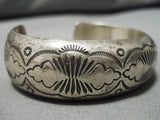 Detailed!! Vintage Native American Navajo Hand Tooled Cloud Sterling Silver Bracelet Old Cuff-Nativo Arts