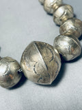 Rare Longer Vintage Native American Navajo Graduated Bead Sterling Silver Necklace-Nativo Arts