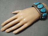 Tremendous Vintage Native American Navajo Traditional Turquoise Sterling Silver Bracelet-Nativo Arts