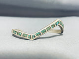Awesome Vintage Native American Zuni Inlay Turquoise Sterling Silver Angled Bracelet-Nativo Arts