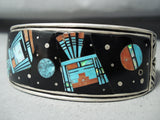 Very Rare Men's Larger Vintage Native American Navajo Turquoise Space Sterling Silver Bracelet-Nativo Arts