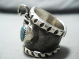 Huge Scoprion Native American Navajo Turquoise Sterling Silver Ring-Nativo Arts