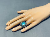 Rare Mine Turquoise Vintage Native American Navajo Sterling Silver Ring Old-Nativo Arts