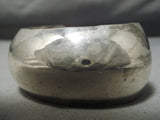 Authentic Vintage Native American Navajo Kirk Smith Sterling Silver Curved Bracelet Old-Nativo Arts