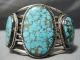 One Of Biggest Best Vintage Native American Navajo #8 Turquoise Sterling Silver Bracelet Old-Nativo Arts