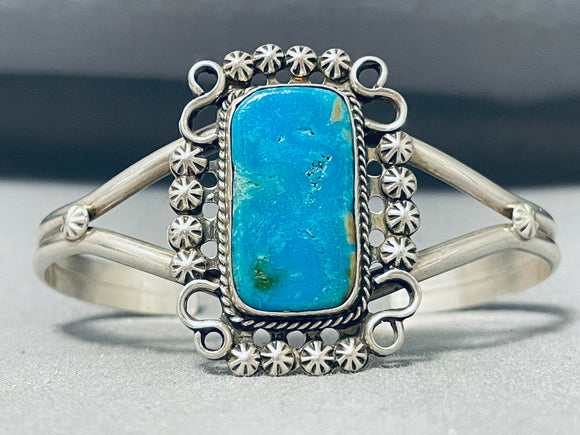 Freddy Platero Vintage Native American Navajo Turquoise Sterling Silver Bracelet-Nativo Arts