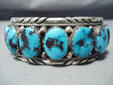 Very Important Red Mountain Turquoise Vintage Native American Navajo Sterling Silver Bracelet-Nativo Arts