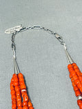 Authentic Orville Tsinnie Native American Navajo Coral Sterling Silver Necklace-Nativo Arts