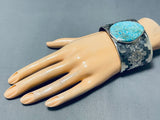 Authentic San Felipe Pilot Mountain Turquoise Sterling Silver Bracelet-Nativo Arts