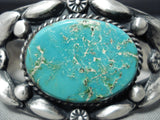 Early Repoussed Galore Vintage Native American Navajo Turquoise Sterling Silver Bracelet-Nativo Arts