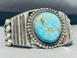 Unrivaled Native American Navajo Signed Huge Kingman Turquoise Sterling Silver Bracelet-Nativo Arts