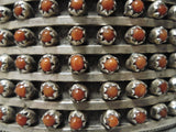 Amazing Zuni Native American Sterling Silver Coral Bracelet Cuff-Nativo Arts