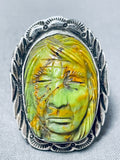 Native American Extremely Intricate Vintage Hand Carved Royston Turquoise Sterling Silver Ring-Nativo Arts