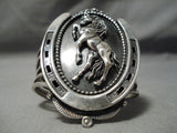 Bucking Horse Native American Navajo Sterling Silver Nativew American Bracelet Cuff-Nativo Arts