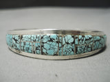 Thick Heavy!! Vintage Native American Navajo #8 Turquoise Sterling Silver Bracelet Old-Nativo Arts