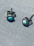 Amazing Vintage Native American Navajo Turquoise Eye Sterling Silver Earrings-Nativo Arts