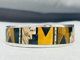 One Of The Best Vintage Native American Navajo Tigers Eye Sterling Silver Inlay Bracelet-Nativo Arts