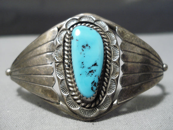 Marvelous Vintage Native American Navajo Sleeping Beauty Turquoise Sterling Silver Bracelet-Nativo Arts