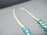 Outstanding Vintage Native American Navajo Old Kingman Turquoise Necklace With Jacla-Nativo Arts