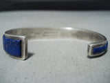 Important Vintage Native American Navajo Lapis Sterling Silver Bracelet Old-Nativo Arts