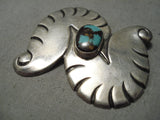 Twisting Turning Vintage Native American Navajo Bisbee Turquoise Sterling Silver Pin Old-Nativo Arts