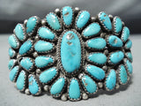 Magnificent Vintage Native American Navajo Turquoise Sterling Silver Bracelet Old-Nativo Arts