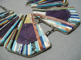 Native American One Of The Best Vintage Santo Domingo Inlay Turquoise Sterling Silver Necklace-Nativo Arts